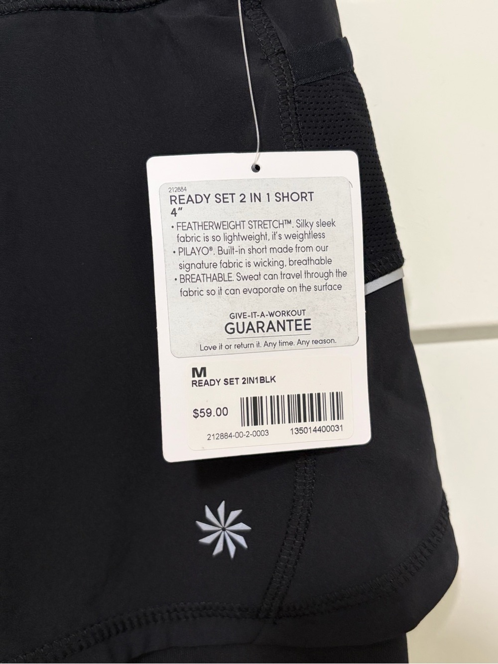 Athleta NEW Ready Set 2 in 1 Short, Black, Size M - Picture 3 of 6